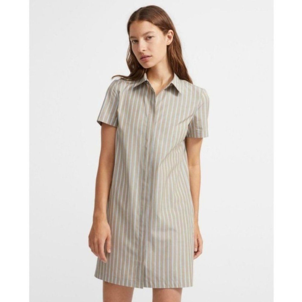 Theory Ribbon Stripe Shirtdress P NWT Minimalist Resort Wear Quiet Luxury Office